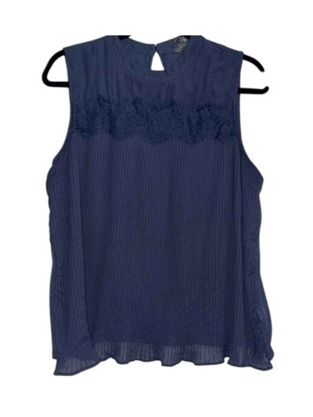 Lauren Conrad Sleeveless Blouse XL Womens Blue Textured Lace Top
